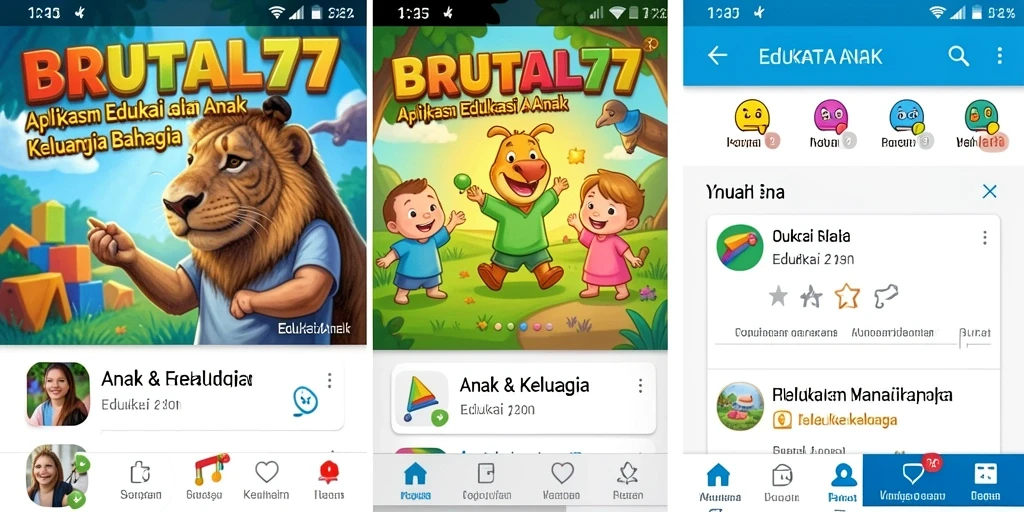 Antarmuka menarik aplikasi BRUTAL77 untuk Edukasi Anak.
