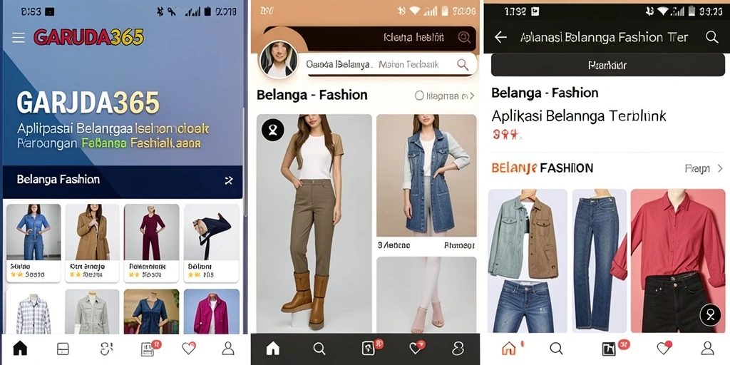 Tampilan antarmuka GARUDA365 yang menarik dan fungsional untuk belanja fashion.