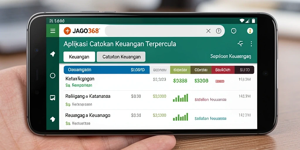 Antarmuka aplikasi JAGO368 untuk catatan keuangan yang mudah digunakan.