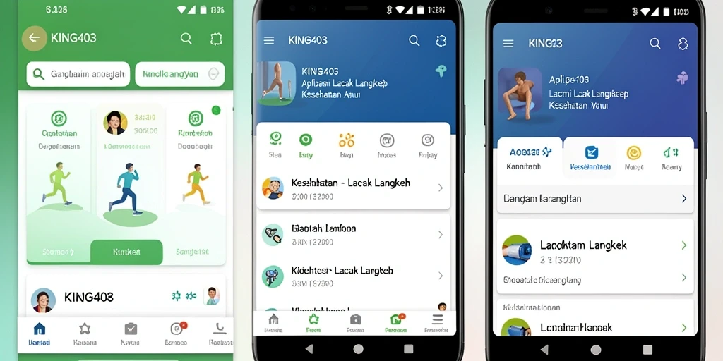 Antarmuka KING403 yang menampilkan pelacakan langkah dan statistik aktivitas.