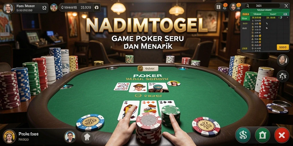 Antarmuka utama NADIMTOGEL menampilkan permainan Poker yang menarik.